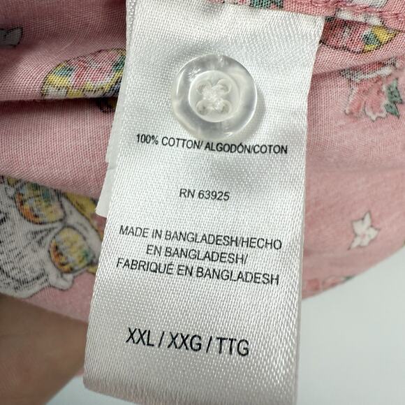 RF Brand Shirt Mens XXL Pink Skull Floral Hawaiian Button Up Short Sleeve 90s - Picture 7 of 9